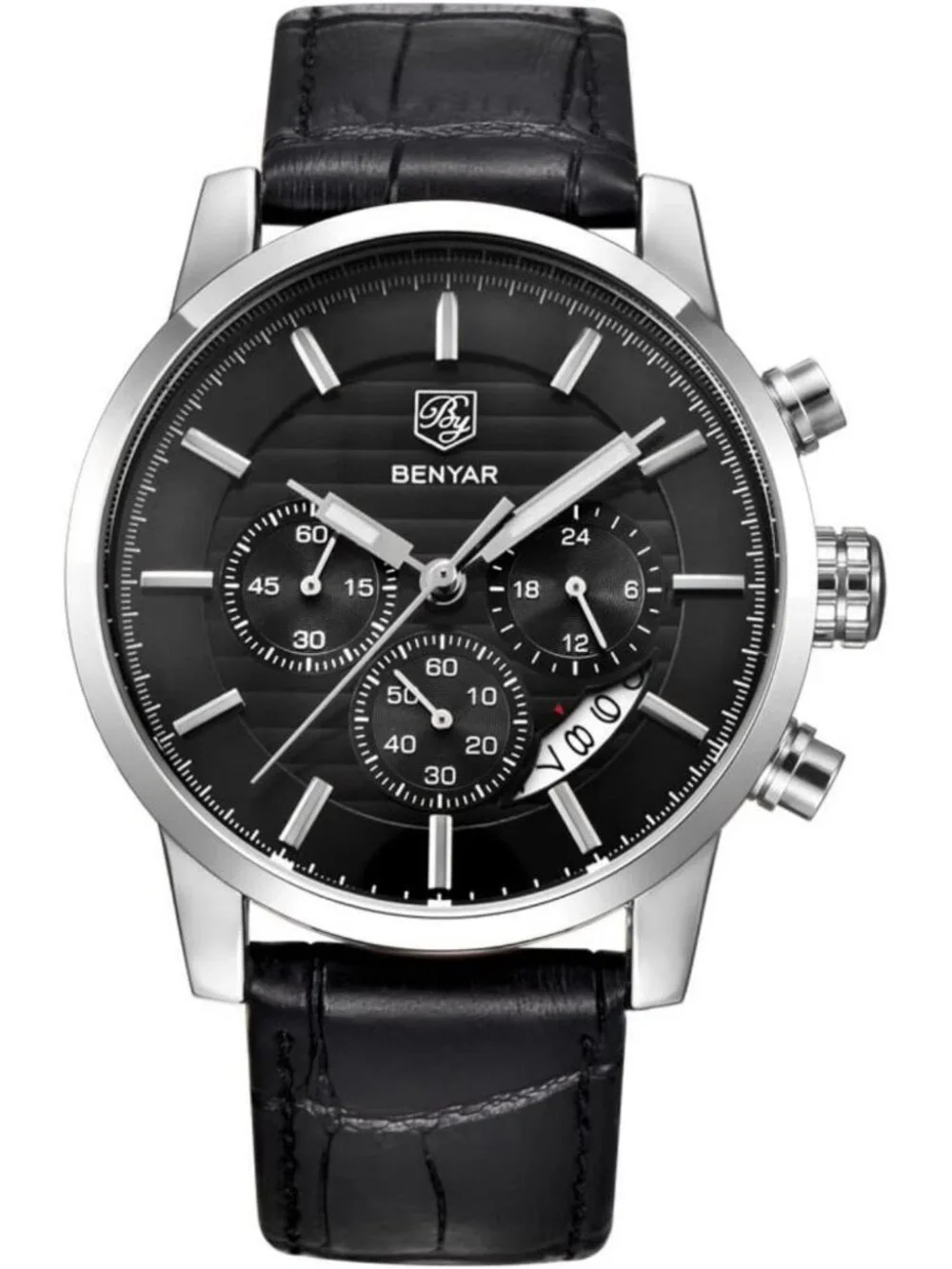 Stylish Waterproof Quartz Chronograph Watch for Men - Leather Band, Sport